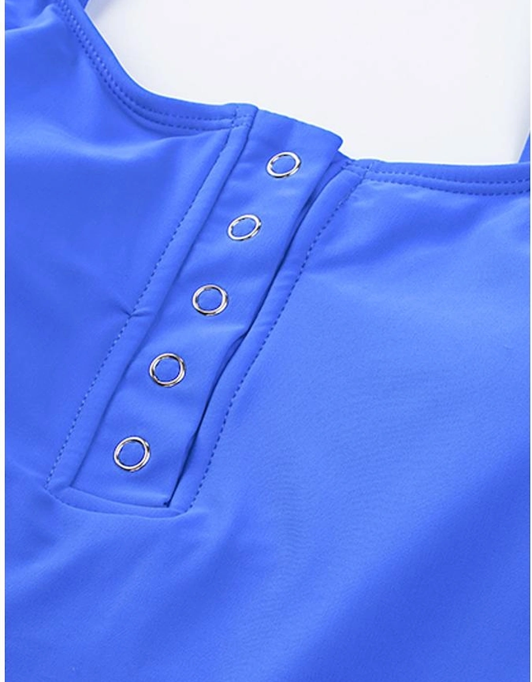 Blue Square Neck Sleeveless Fashion Print Tankini Set, 16 of 15