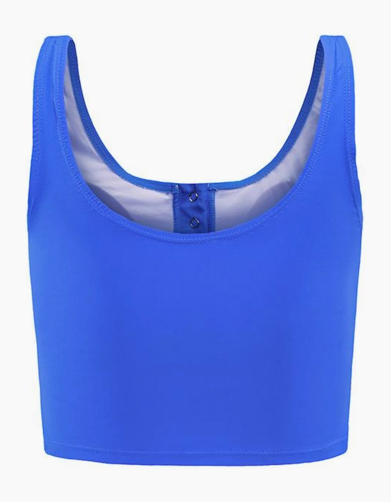 Blue Square Neck Sleeveless Fashion Print Tankini Set
