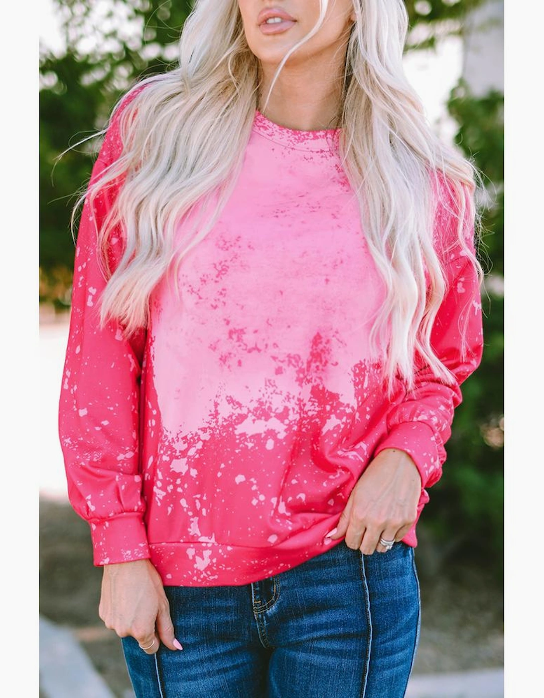 Rose Tie Dye Long Sleeve Pullover Sweatshirt, 8 of 7