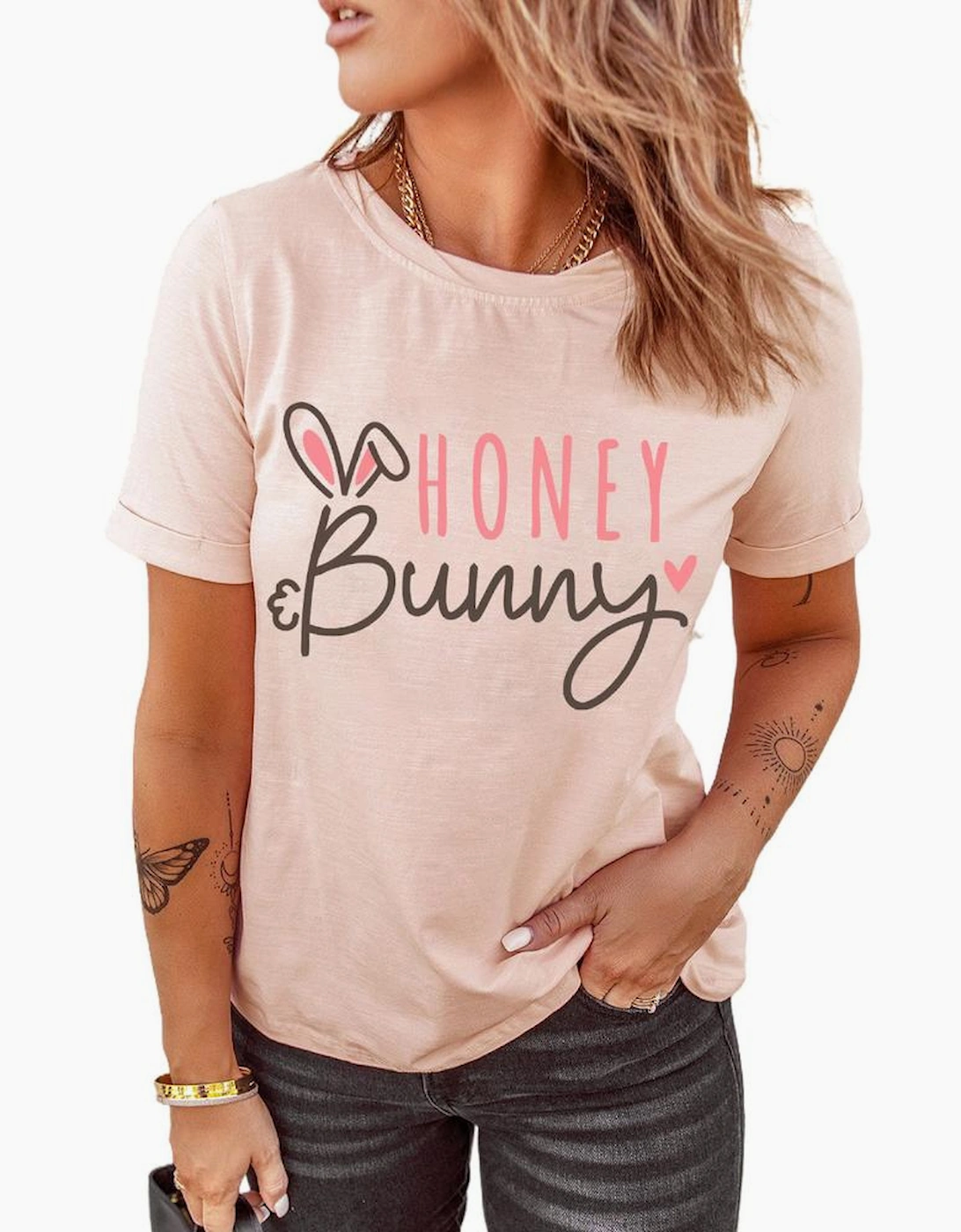 Azura Exchange Bunny Graphic Cuffed Sleeves T-shirt, 7 of 6