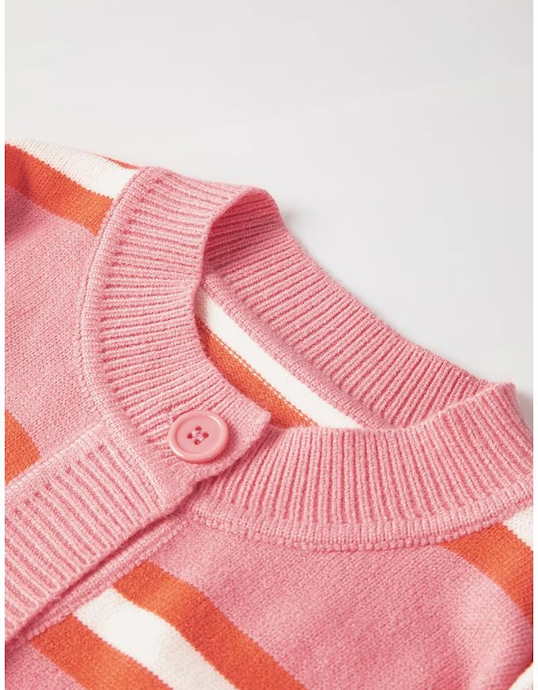 Pink Stripe Drop Shoulder Buttons Cardigan Sweater