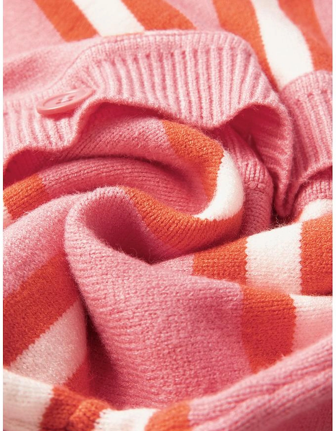 Pink Stripe Drop Shoulder Buttons Cardigan Sweater