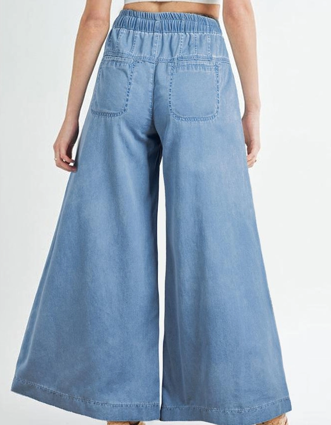 Beau Blue Mineral Wash Button Fly Waist Wide Leg Jeans, 6 of 5