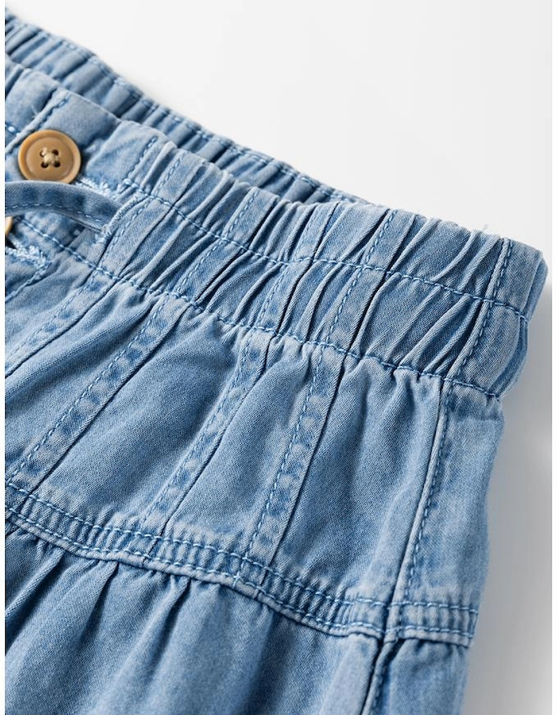 Beau Blue Mineral Wash Button Fly Waist Wide Leg Jeans