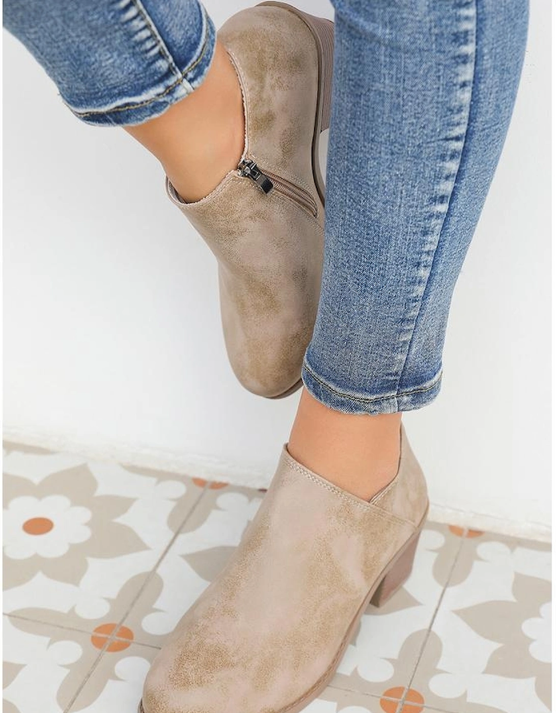Philippine Gray Tulip Opening Suede Ankle Boots, 7 of 6