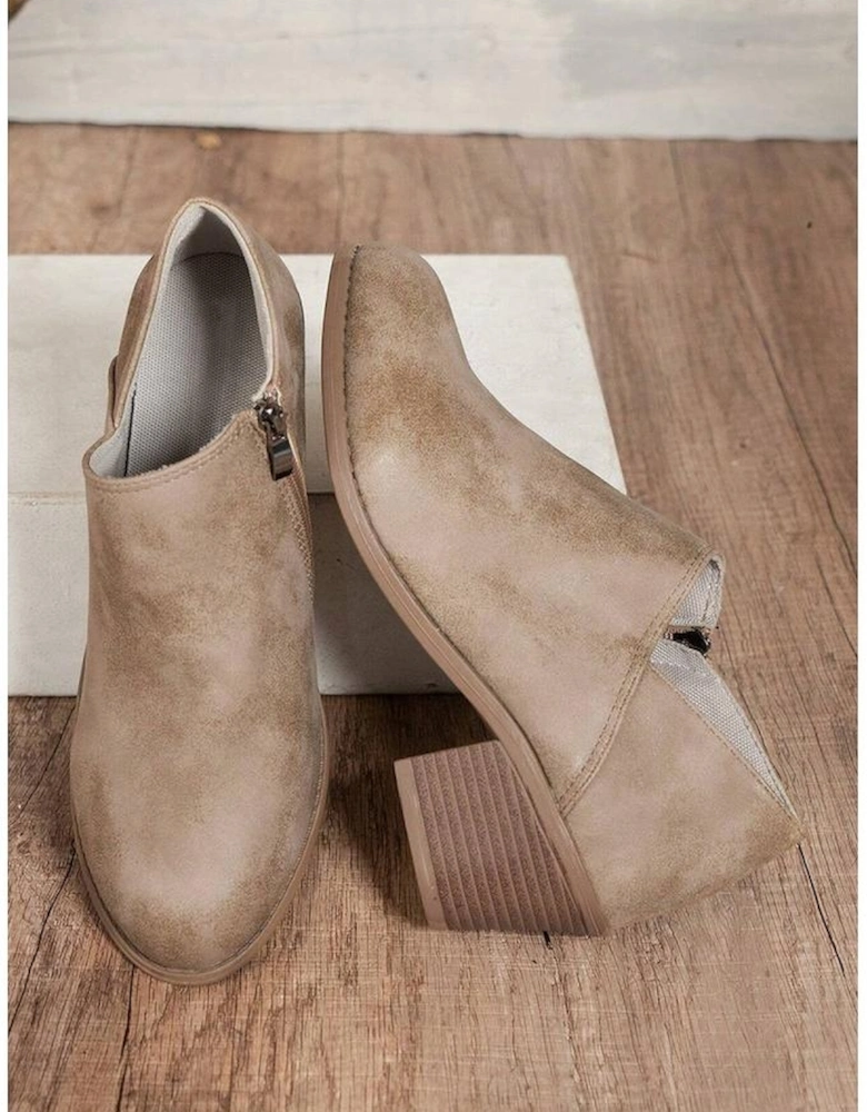 Philippine Gray Tulip Opening Suede Ankle Boots