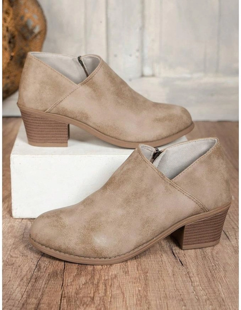 Philippine Gray Tulip Opening Suede Ankle Boots