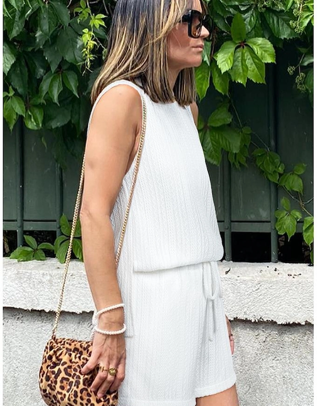 Beige Textured Knit Tank Top and Drawstring Shorts Set, 13 of 12