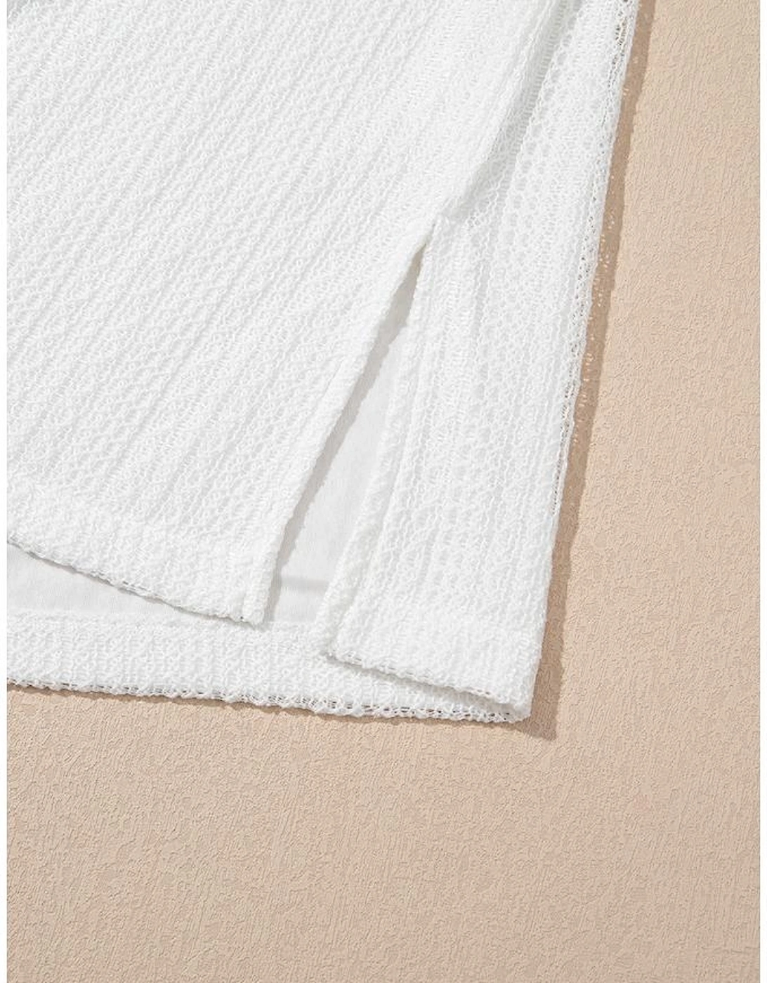 Beige Textured Knit Tank Top and Drawstring Shorts Set