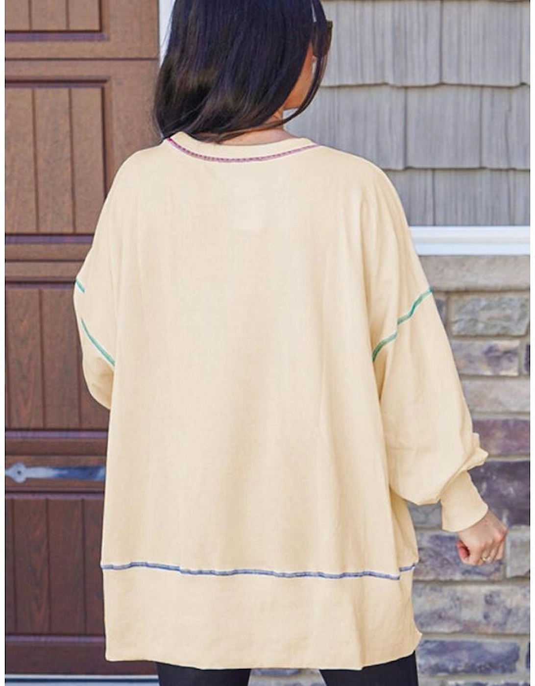 White Give Thanks to the LORD Graphic High Low Hem Loose Sweatshirt