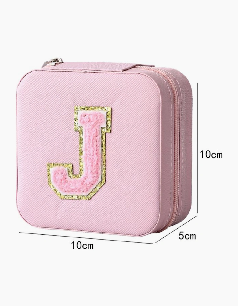 Pink Portable Initial J Jewelry Box