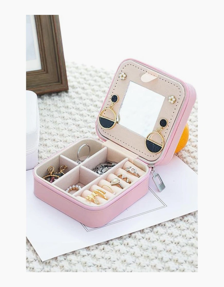 Pink Portable Initial J Jewelry Box