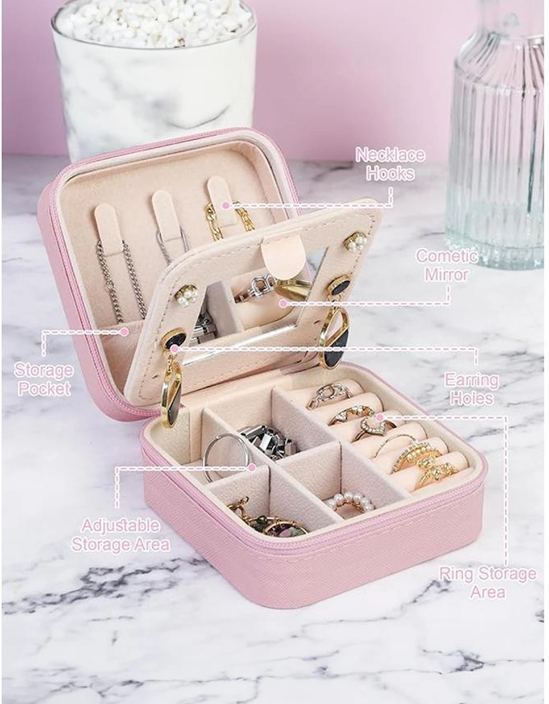 Pink Portable Initial J Jewelry Box, 8 of 7