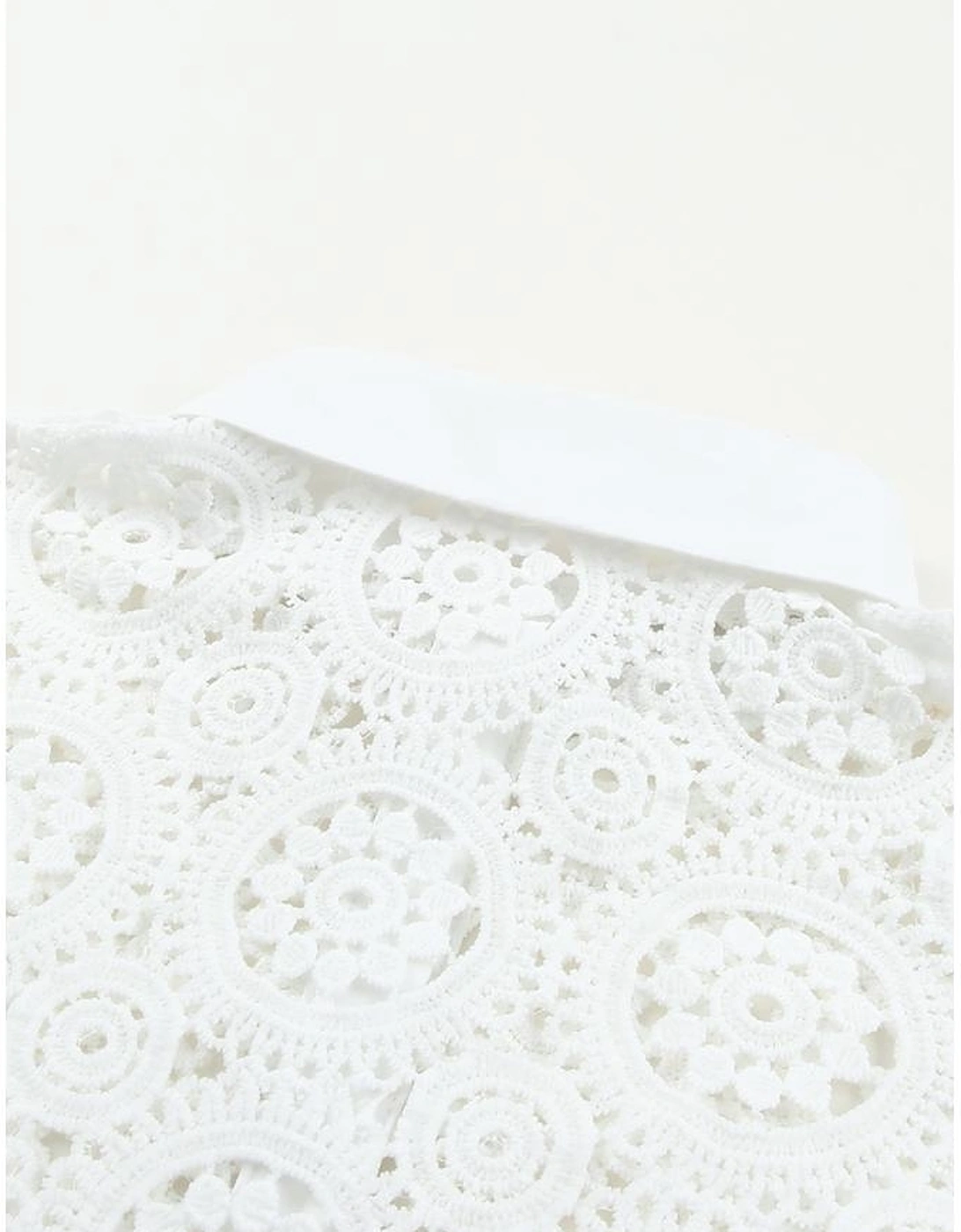 Azura Exchange Lace Hollow-out Shirt with Turn-down Collar