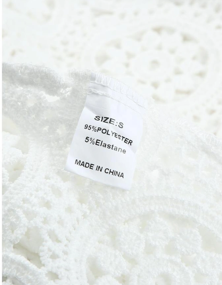 Azura Exchange Lace Hollow-out Shirt with Turn-down Collar