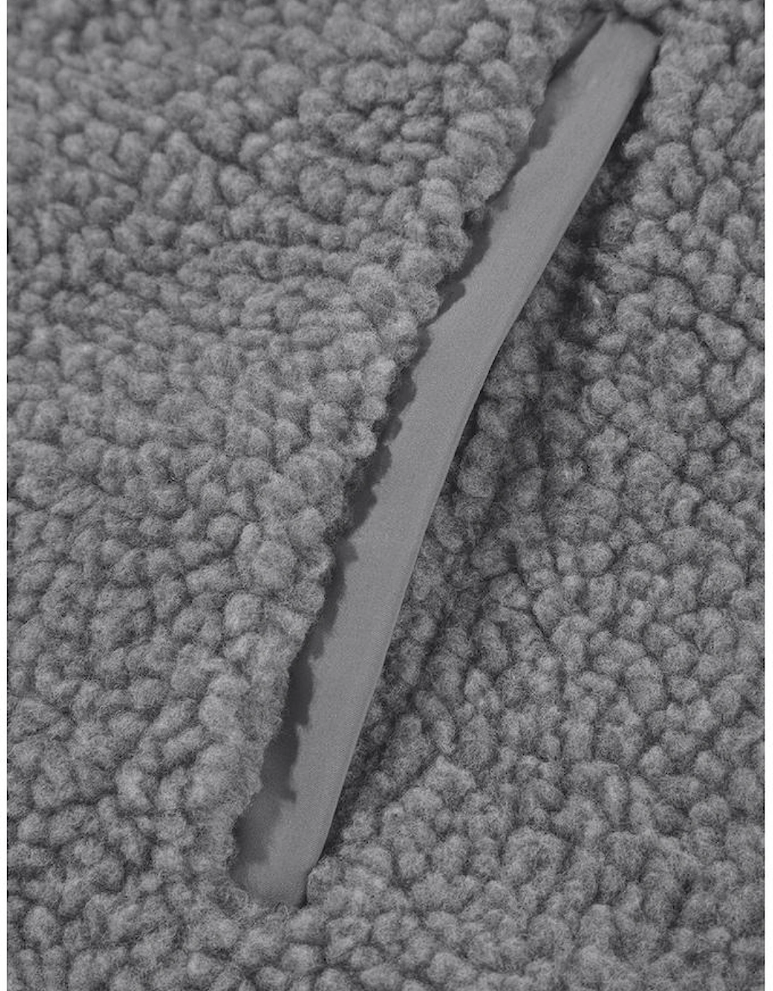 Medium Grey Fleece Zip Up Drawstring Hooded Pocketed Jacket