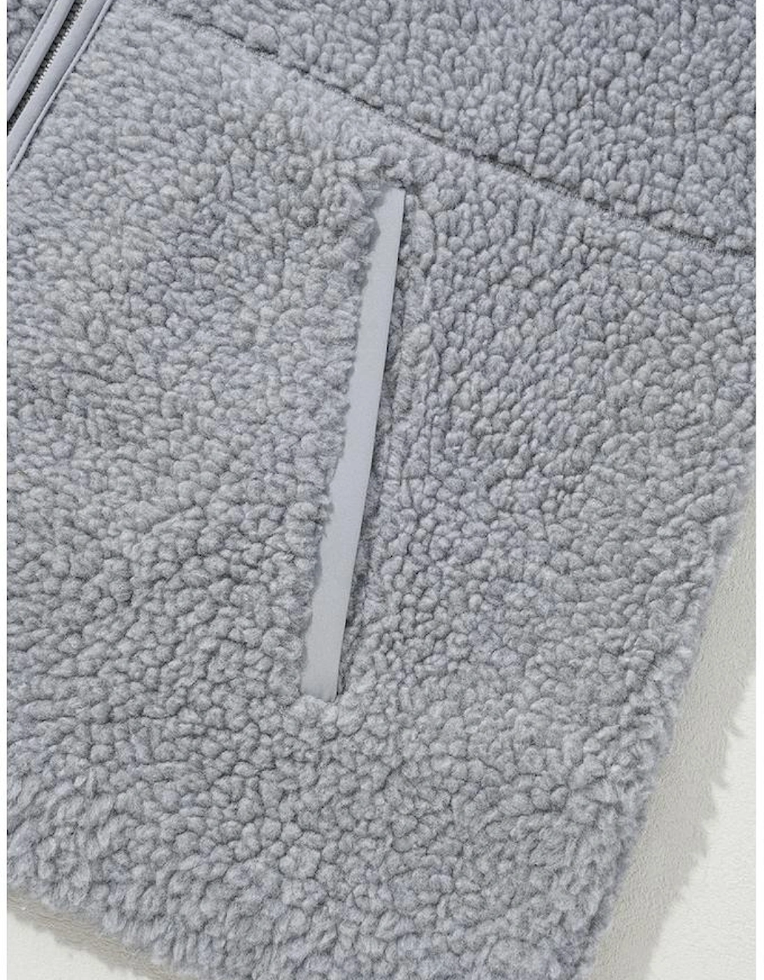 Medium Grey Fleece Zip Up Drawstring Hooded Pocketed Jacket