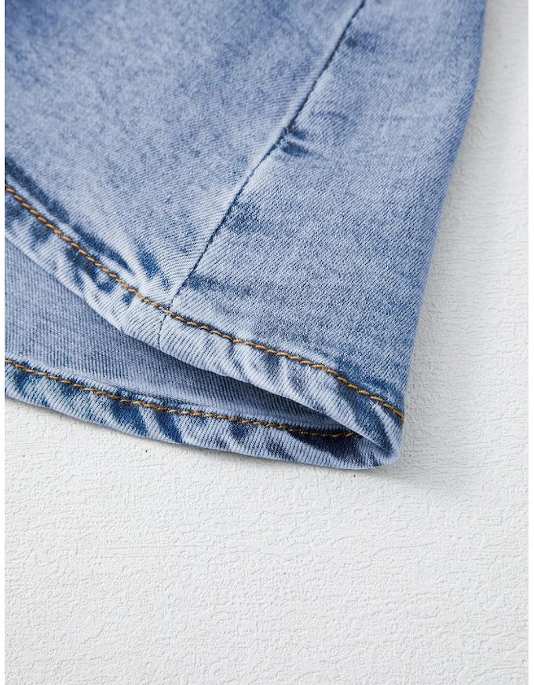 Beau Blue Asymmetric Ruffle Overlay Denim Mini Skirt