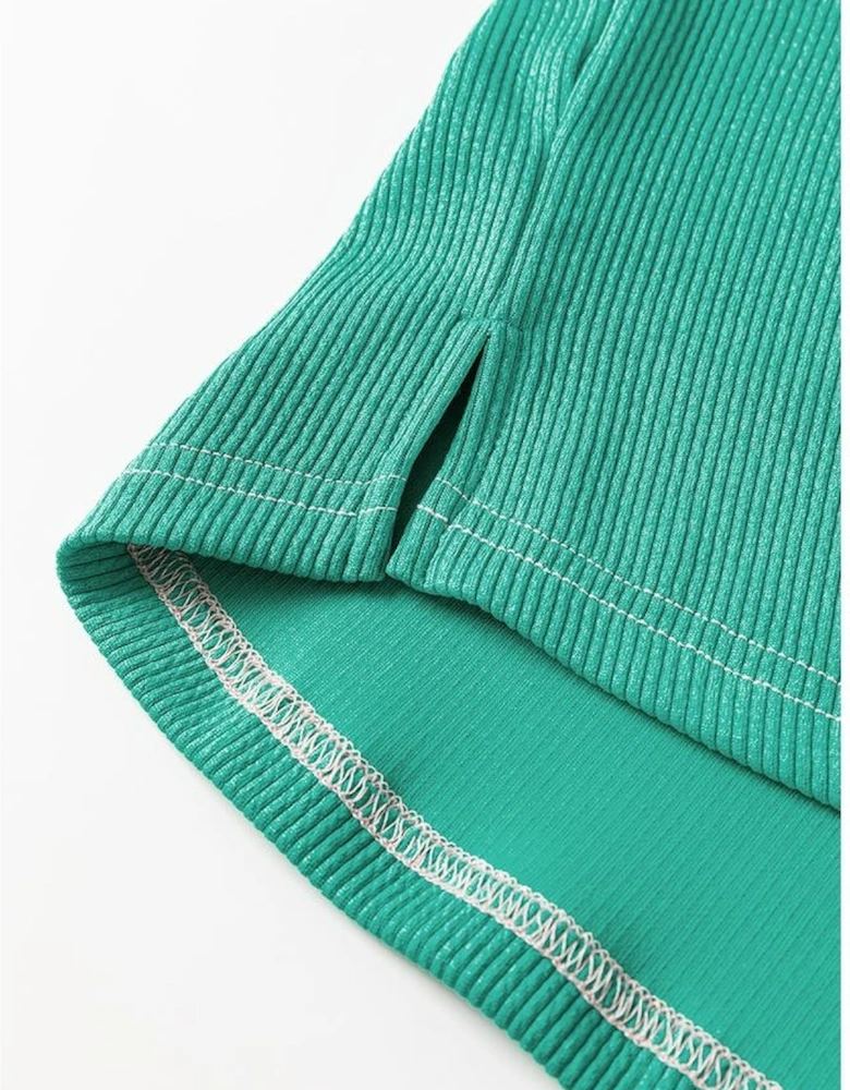 Pink Colorblock Ribbed Collared Oversized Sweatshirt