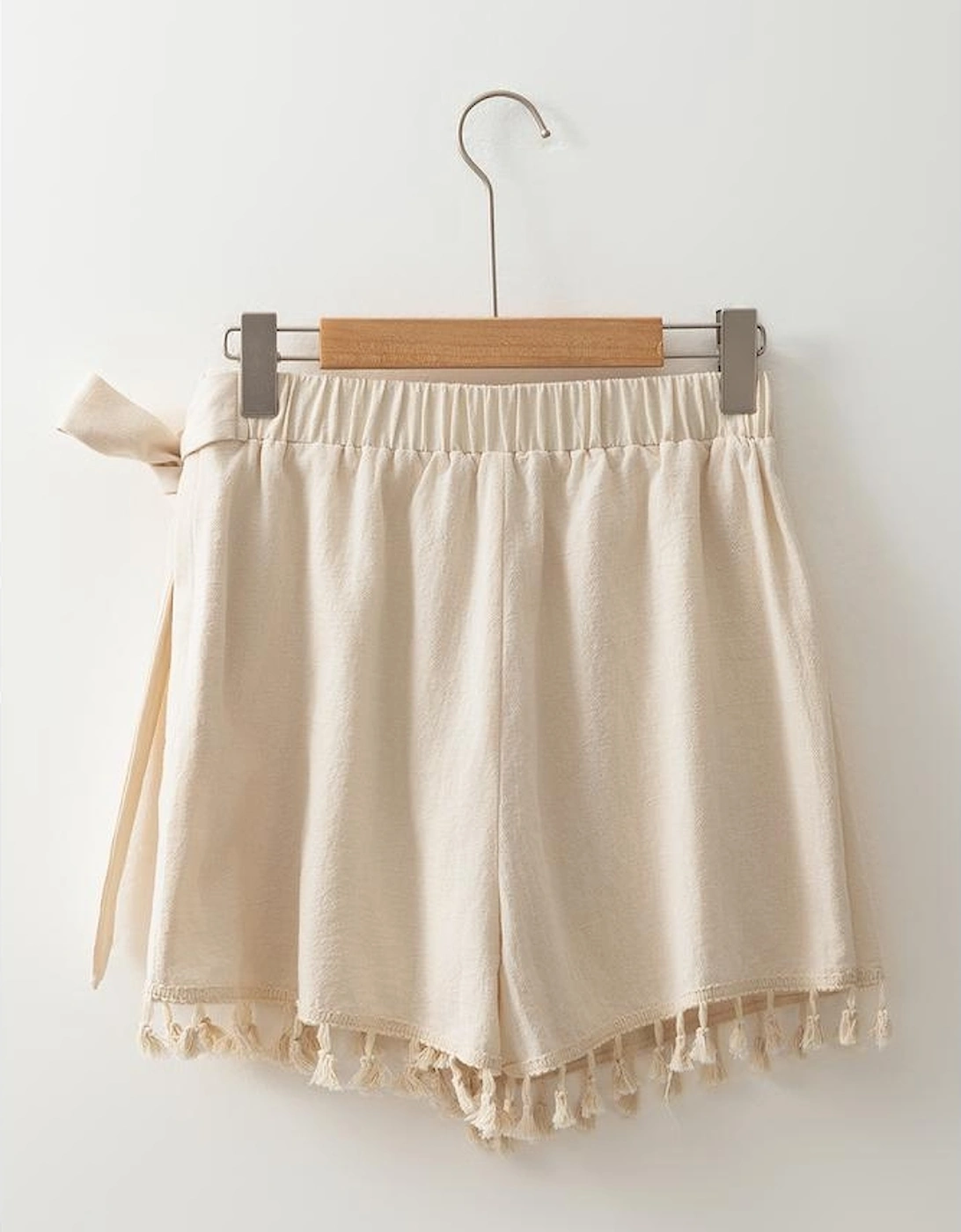 Apricot Tassel Trim Wrap Knot Side Bohemian Style Mini Skort