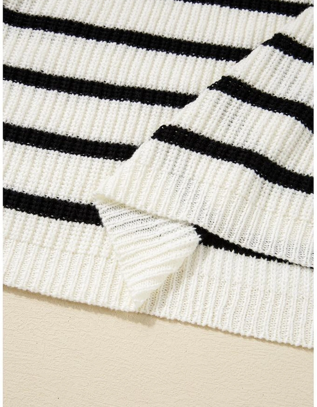 Black Stripe Knitted Drawstring Detail Sleeveless Dress