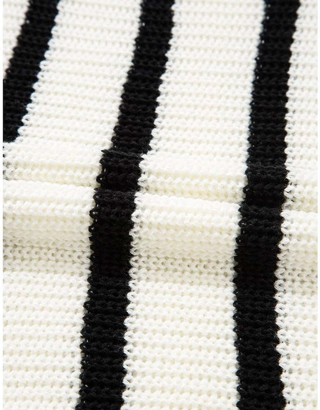 Black Stripe Knitted Drawstring Detail Sleeveless Dress