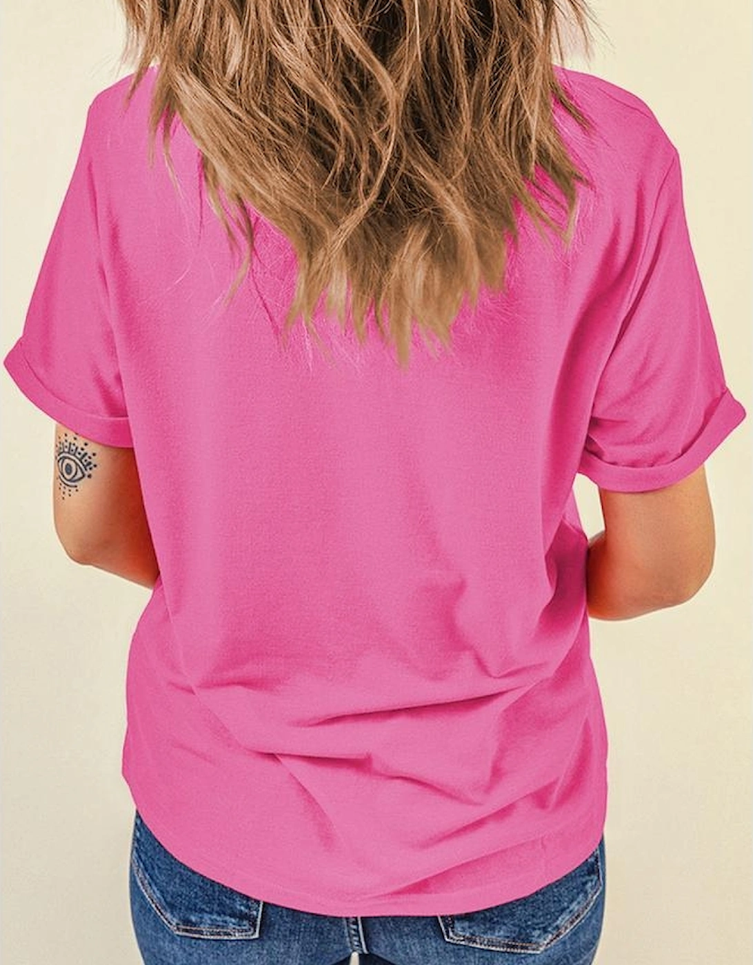 Sachet Pink Dual American Flag Bow Printed Casual T Shirt