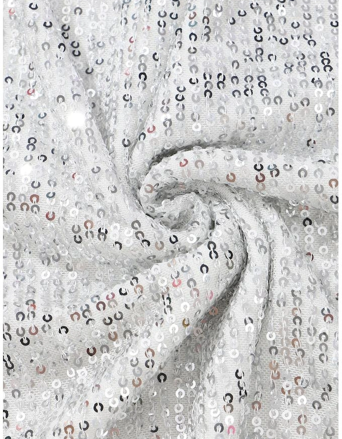 Silvery Sequin Long Sleeve Tie Waist Mini Dress