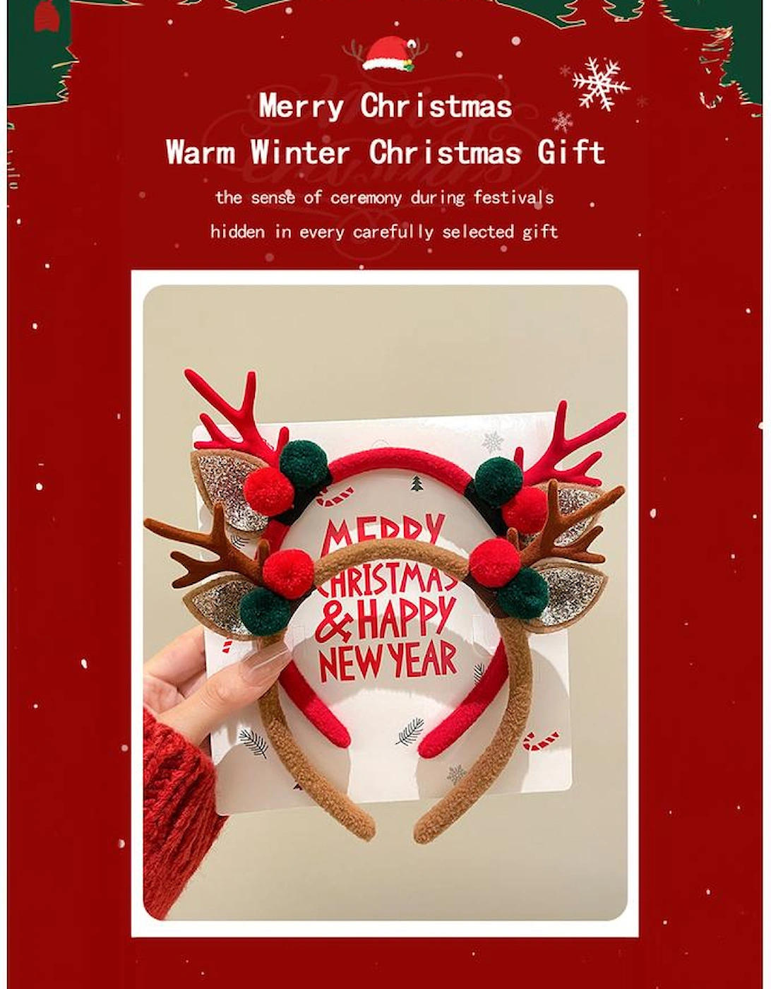 Azura Exchange Camel Reindeer Antlers Christmas Headband, 7 of 6