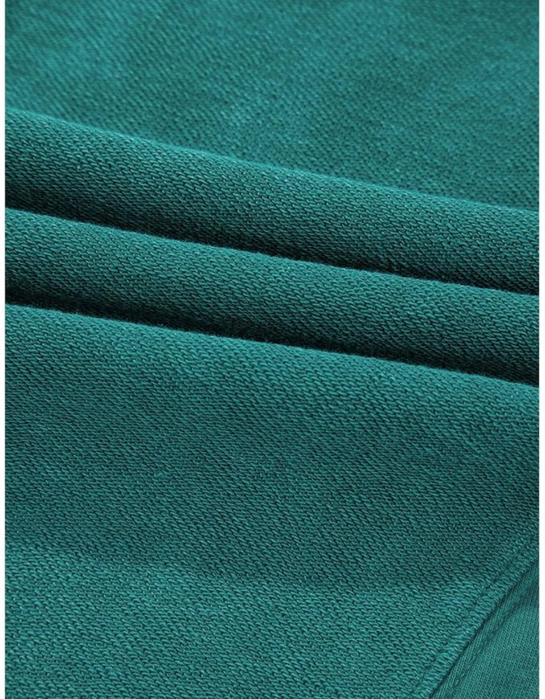 Skobeloff Solid Color Notched Neck Drop Shoulder Sweatshirt