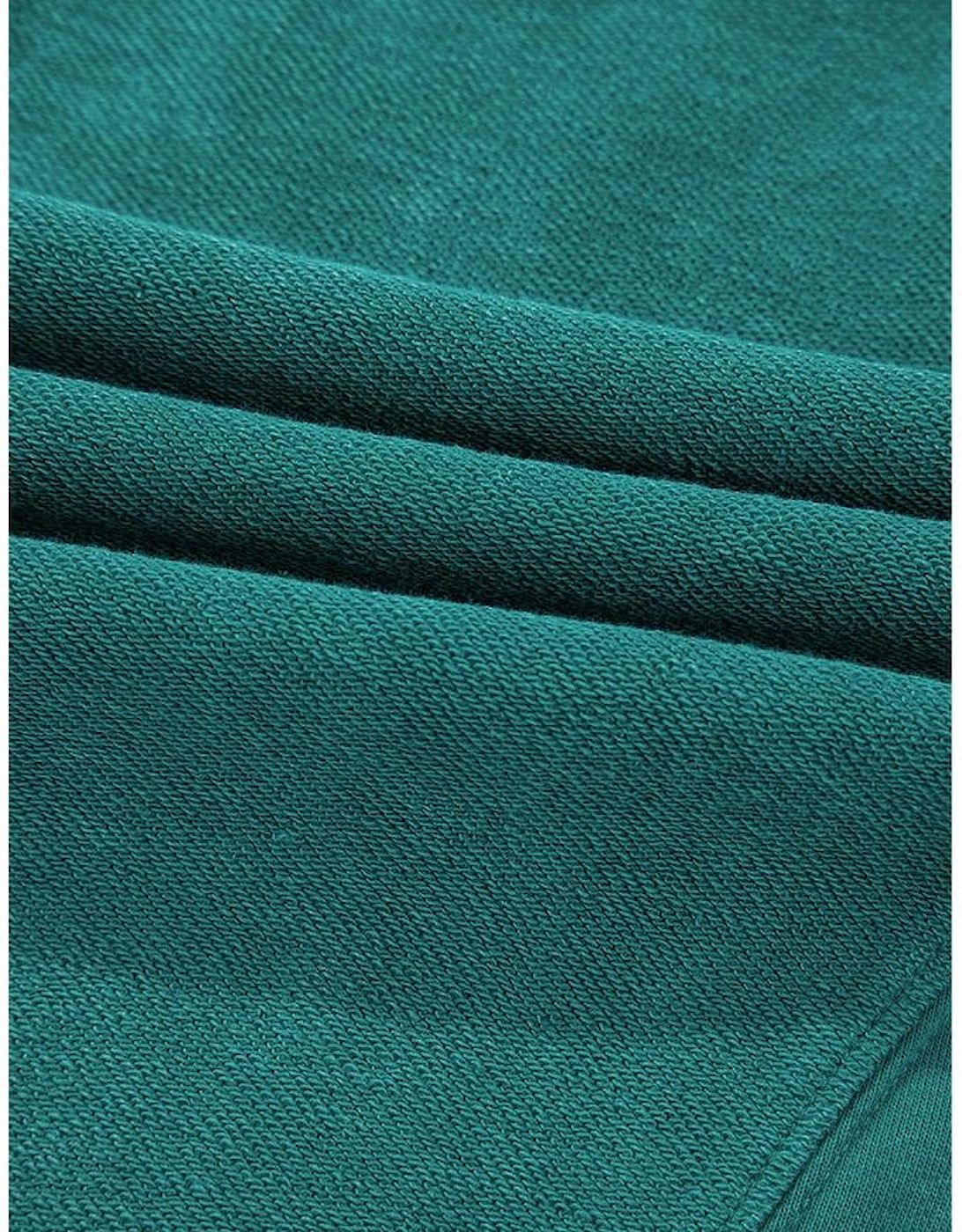 Skobeloff Solid Color Notched Neck Drop Shoulder Sweatshirt