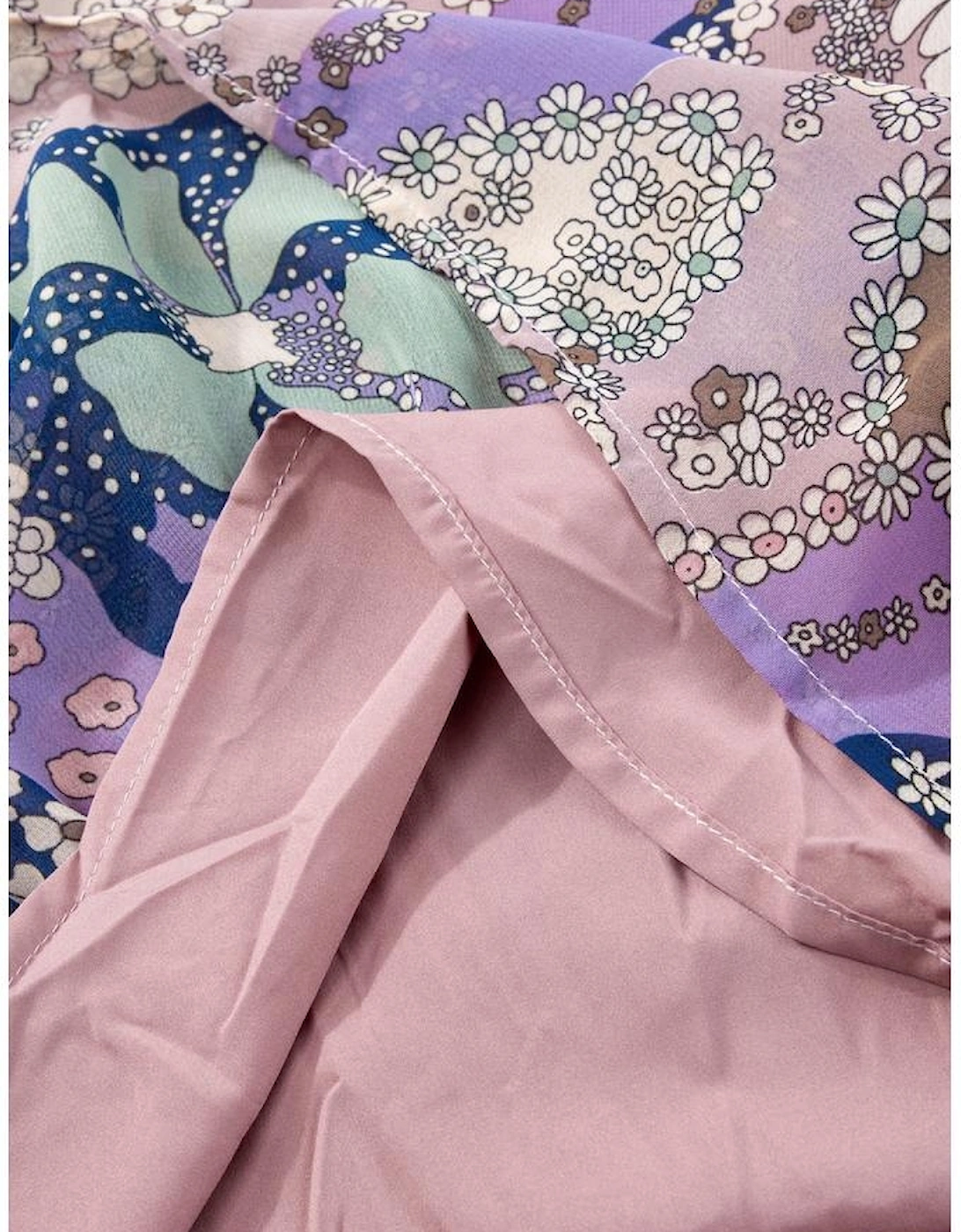 Purple Vintage Daisy Floral Puff Sleeve Ruffle Short Dress