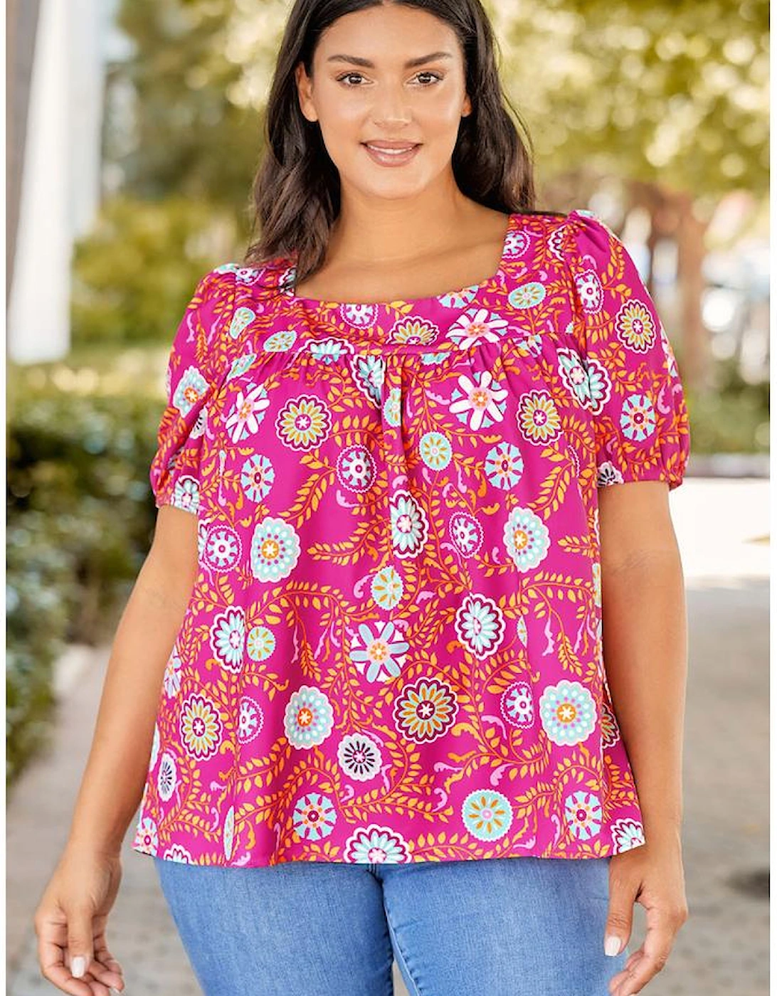 Azura Exchange Floral Print Tie Back Blouse, 8 of 7