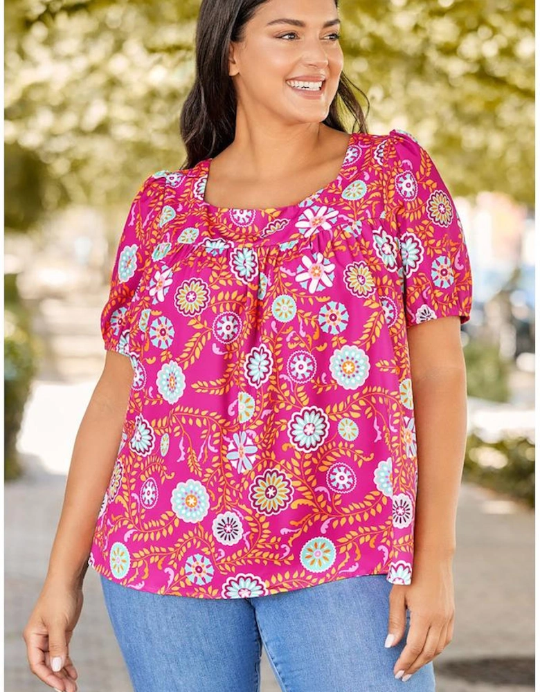 Azura Exchange Floral Print Tie Back Blouse