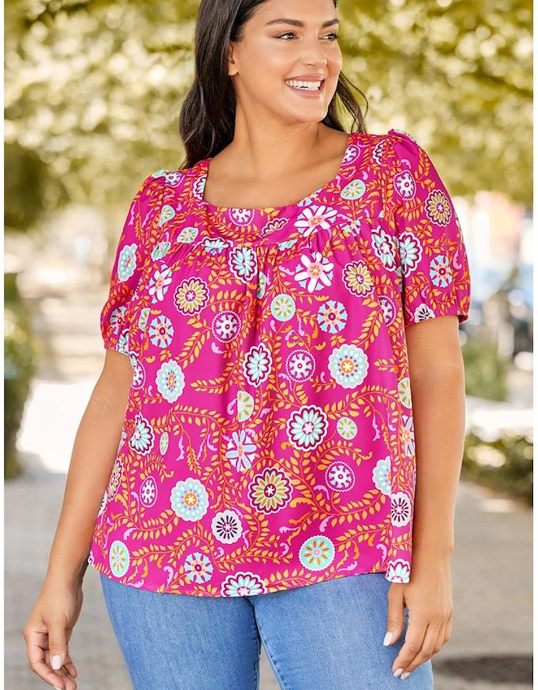 Azura Exchange Floral Print Tie Back Blouse