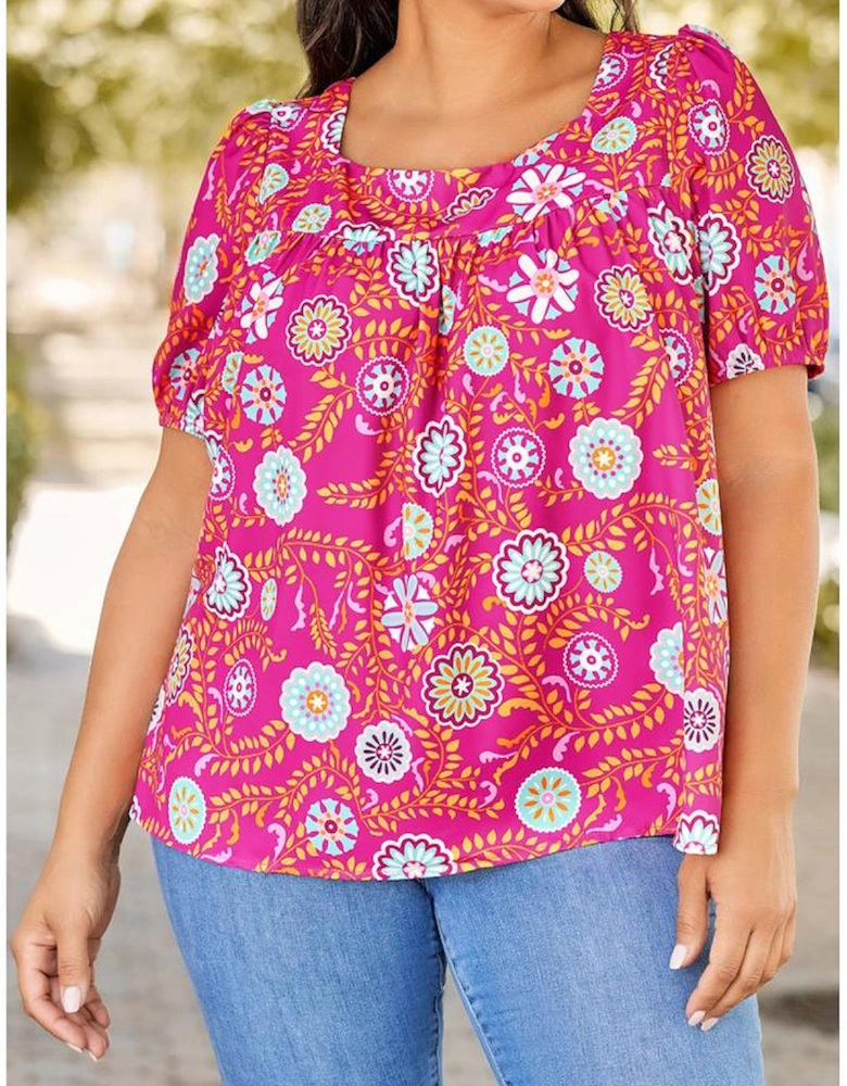 Azura Exchange Floral Print Tie Back Blouse