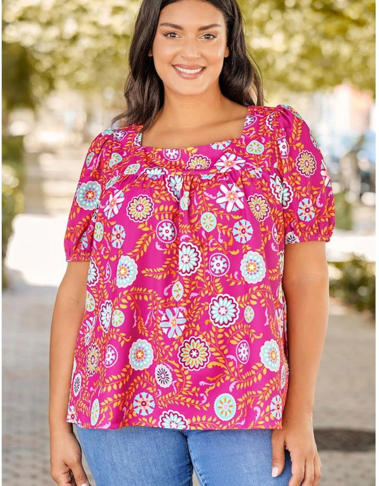 Azura Exchange Floral Print Tie Back Blouse