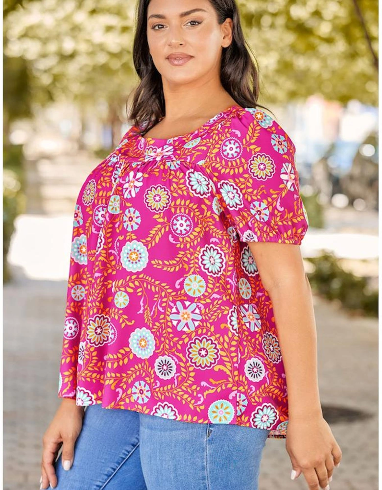 Azura Exchange Floral Print Tie Back Blouse