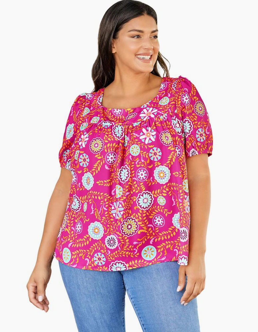 Azura Exchange Floral Print Tie Back Blouse