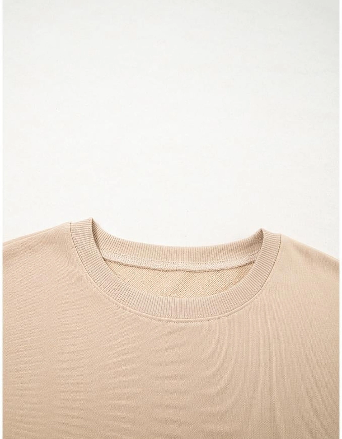 Smoke Gray Plaid Colorblock Patchwork Sleeve Raw Seam Sweatshirt