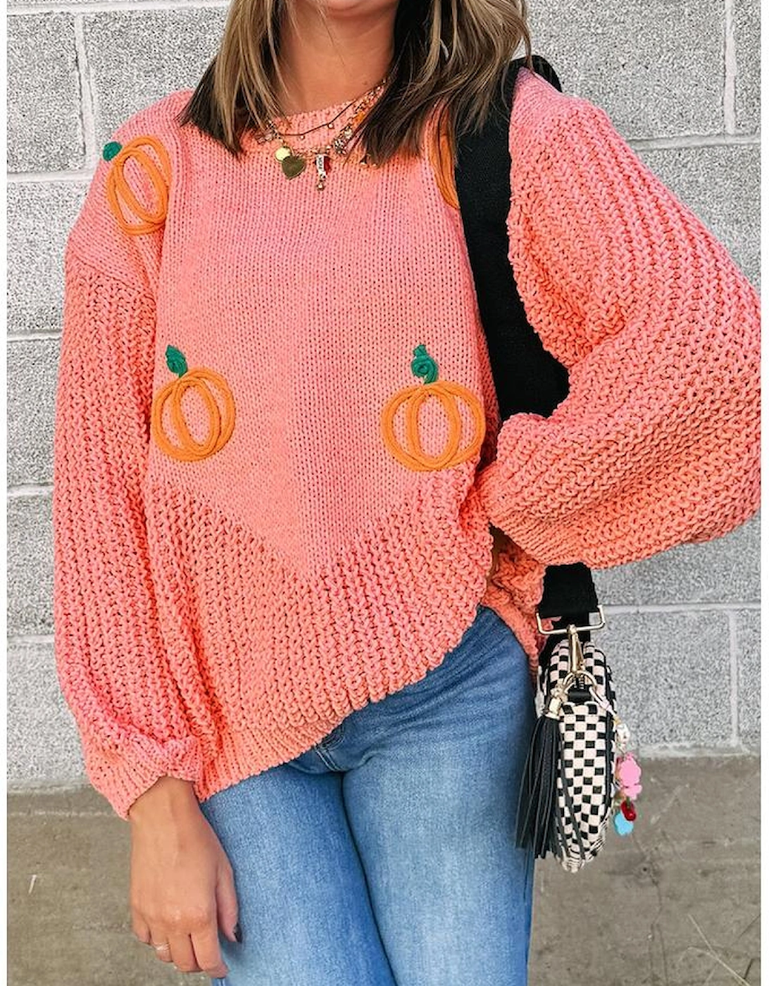 Blossom Pumpkin Embroidered Thanksgiving Holiday Sweater