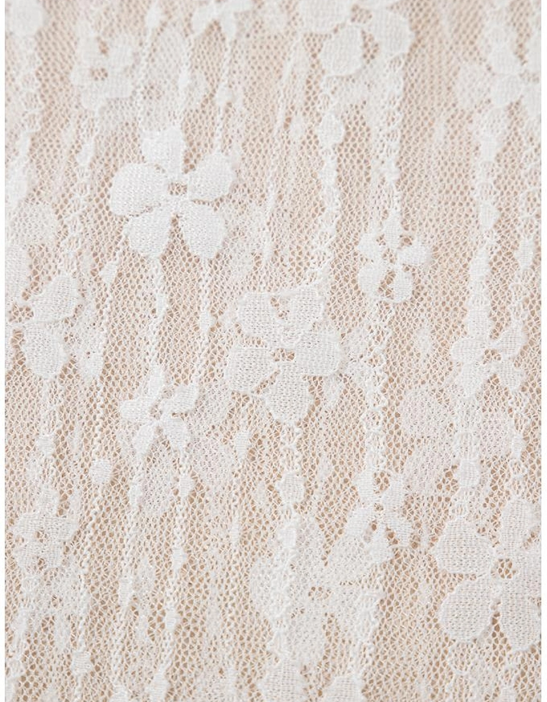 White Sheer Floral Lace Long Sleeve Slim Fit Top