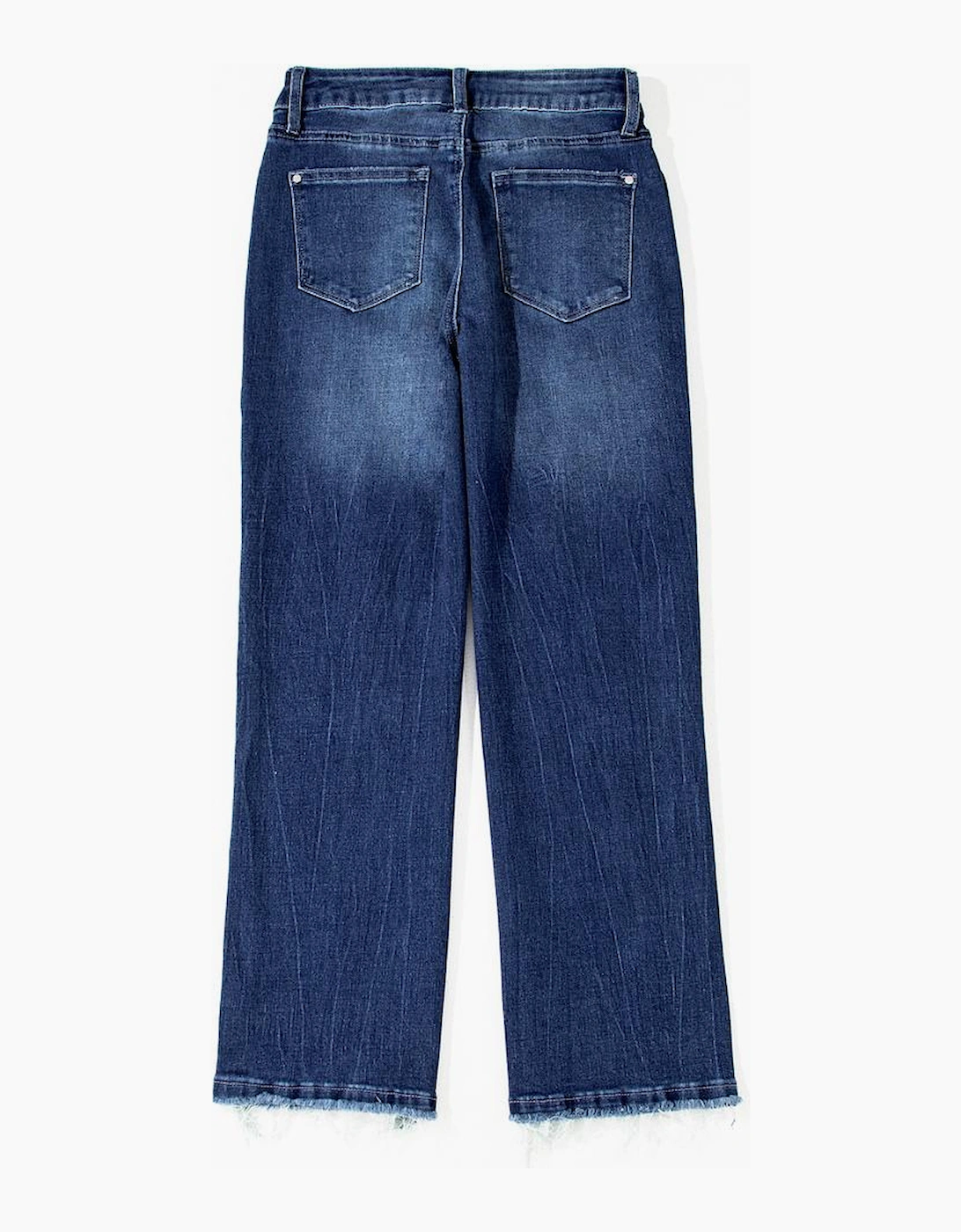 Sail Blue Turquoise Pattern Raw Edge Cropped High Waist Jeans