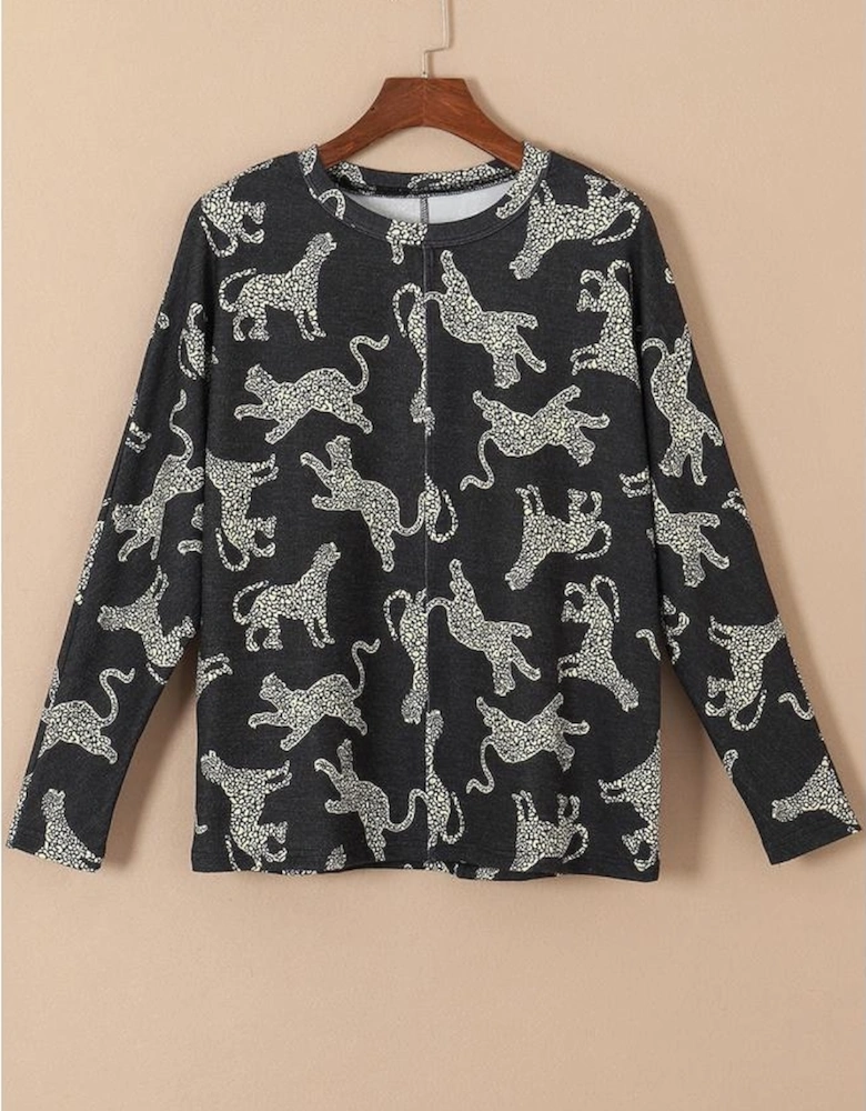 Black Lively Cheetah Print Long Sleeve Top