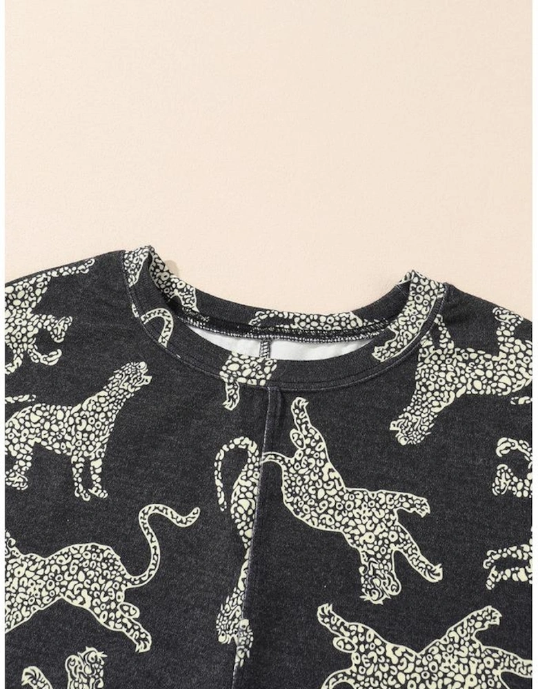 Black Lively Cheetah Print Long Sleeve Top