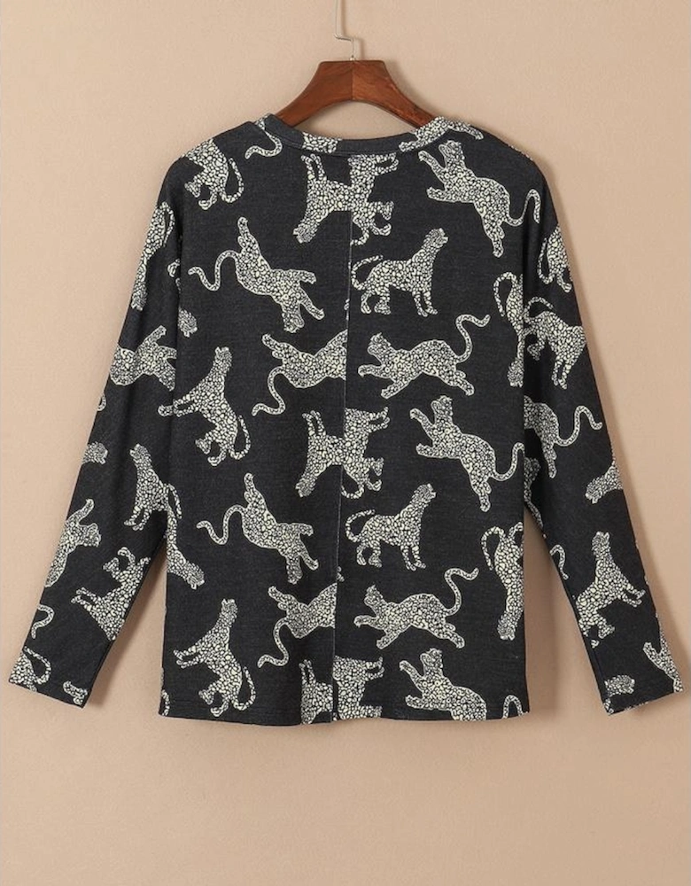 Black Lively Cheetah Print Long Sleeve Top