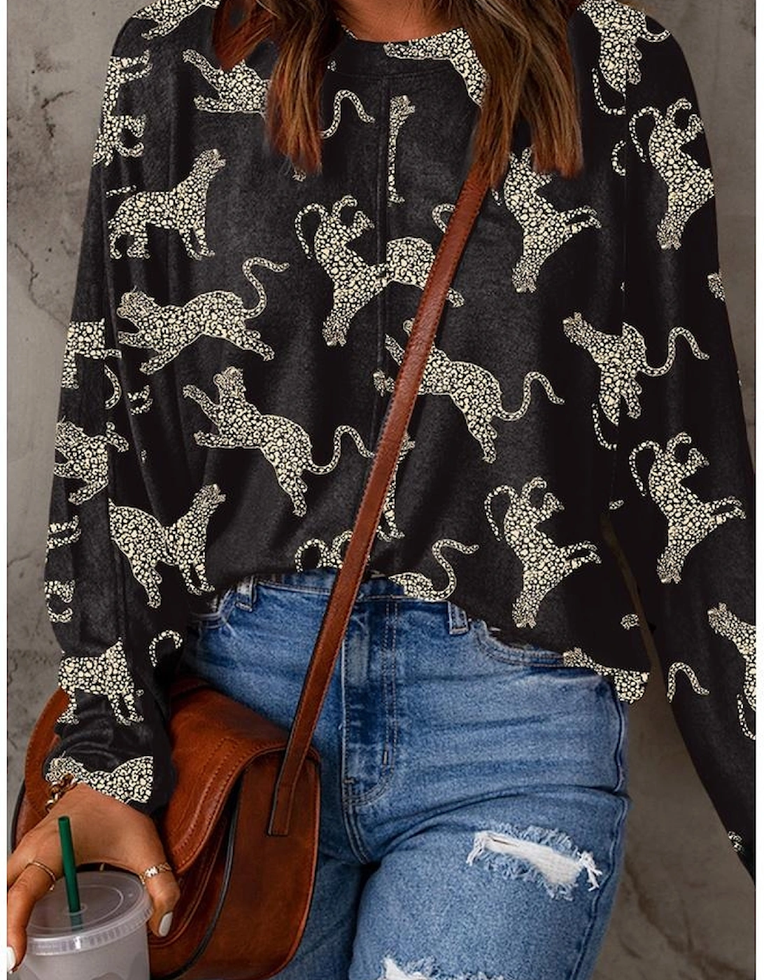 Black Lively Cheetah Print Long Sleeve Top
