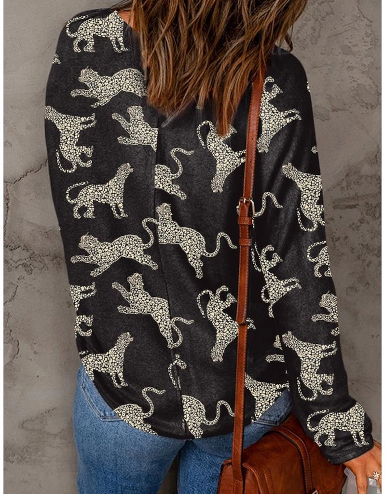 Black Lively Cheetah Print Long Sleeve Top