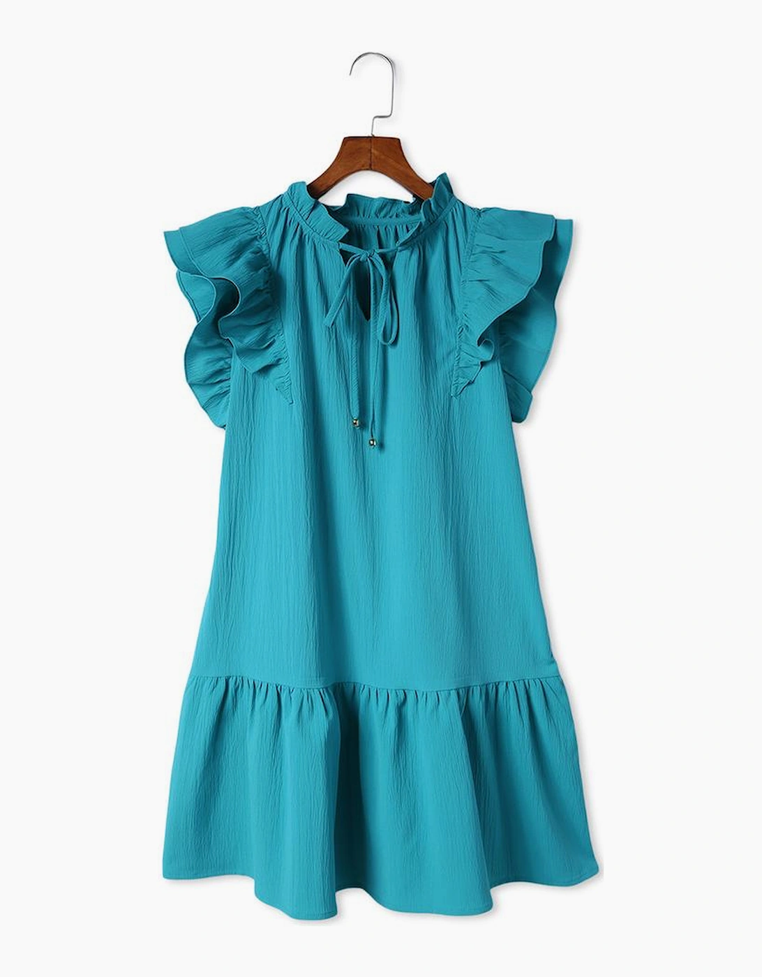 Azura Exchange Green Tiered Ruffled Sleeves Mini Dress with Pockets