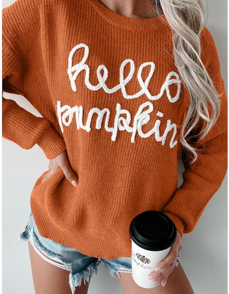 Flamingo Hello Pumpkin Graphic Sweater